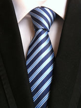 Charger l'image dans la galerie, New Fashion Striped Plaid Men's Tie Red Blue Grey Classic Neck Ties Leisure Business Wedding High Quality 8cm Silk Necktie