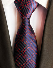 Charger l'image dans la galerie, New Fashion Striped Plaid Men's Tie Red Blue Grey Classic Neck Ties Leisure Business Wedding High Quality 8cm Silk Necktie