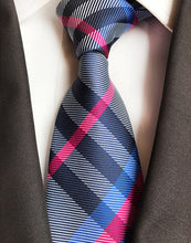 Charger l'image dans la galerie, New Fashion Striped Plaid Men's Tie Red Blue Grey Classic Neck Ties Leisure Business Wedding High Quality 8cm Silk Necktie