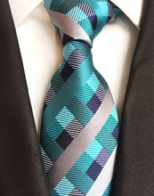 Charger l'image dans la galerie, New Fashion Striped Plaid Men's Tie Red Blue Grey Classic Neck Ties Leisure Business Wedding High Quality 8cm Silk Necktie
