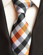 Charger l'image dans la galerie, New Fashion Striped Plaid Men's Tie Red Blue Grey Classic Neck Ties Leisure Business Wedding High Quality 8cm Silk Necktie