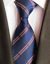 Charger l'image dans la galerie, New Fashion Striped Plaid Men's Tie Red Blue Grey Classic Neck Ties Leisure Business Wedding High Quality 8cm Silk Necktie