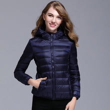 Charger l'image dans la galerie, Spring Autumn Womens Jackets Ultra Thin Super Light Fashion Ladies Down Coats Red Pink Black Female Hooded Jacket Coats 4XL