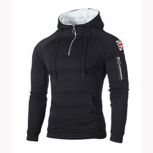 Charger l'image dans la galerie, Hip Hop Zipper Hooded Sweatshirt Men Spring Casual Flag Print Pullover Hoodies Sweatshirts Male Solid Streetswear Red Black