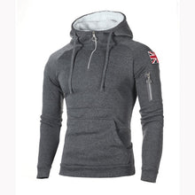 Charger l'image dans la galerie, Hip Hop Zipper Hooded Sweatshirt Men Spring Casual Flag Print Pullover Hoodies Sweatshirts Male Solid Streetswear Red Black