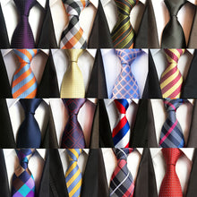 Charger l'image dans la galerie, New Fashion Striped Plaid Men's Tie Red Blue Grey Classic Neck Ties Leisure Business Wedding High Quality 8cm Silk Necktie