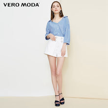 Charger l'image dans la galerie, Vero Moda Women's Lace-Up Collar Stripe 3/4 Sleeves Shirt | 318331525