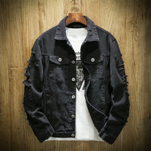 Charger l'image dans la galerie, Autumn New Men's Jean Jacket Slim Fit Cotton Denim Jacket Red White Black Ripped Hole Jean Coats Men Outwear Youth Men 5XL