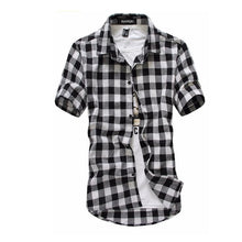 Charger l'image dans la galerie, Red And Black Plaid Shirt Men Shirts 2020 New Summer Fashion Chemise Homme Mens Checkered Shirts Short Sleeve Shirt Men Blouse