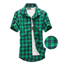 Charger l'image dans la galerie, Red And Black Plaid Shirt Men Shirts 2020 New Summer Fashion Chemise Homme Mens Checkered Shirts Short Sleeve Shirt Men Blouse