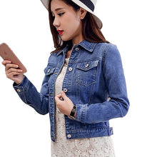 Charger l'image dans la galerie, Women Denim Jacket New Autumn Vintage Streetwear Coats Women's Basic Jeans Jacket Long Sleeve Denim Red Female Jackets Tops