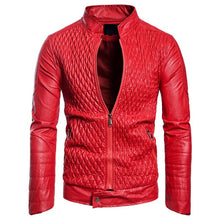Charger l'image dans la galerie, Men Autumn Fashion Slim Fit Red Bomber Jackets Men Motorcycle Casual Biker PU Faux leather Jacket European Size Plus Size XXXL