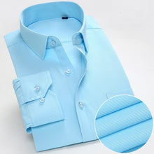 Charger l'image dans la galerie, New Autumn Mens Dress Shirt Long Sleeve Casual Pure Color Business Red Stand collar Male Clothing Camisa Masculina Social
