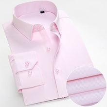 Charger l'image dans la galerie, New Autumn Mens Dress Shirt Long Sleeve Casual Pure Color Business Red Stand collar Male Clothing Camisa Masculina Social