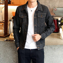 Charger l'image dans la galerie, Solid Casual Slim Mens Denim Jacket Plus Size 4XL Bomber Jacket Men High Quality Cowboy Men's Jean Jacket Chaqueta Hombre