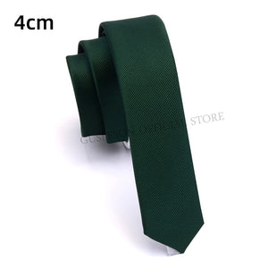 GUSLESON Quality Casual 4cm Slim Solid Tie Red Yellow Green Ties Handmade Fashion Men Woven Skinny Necktie For Wedding Party