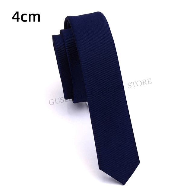 GUSLESON Quality Casual 4cm Slim Solid Tie Red Yellow Green Ties Handmade Fashion Men Woven Skinny Necktie For Wedding Party