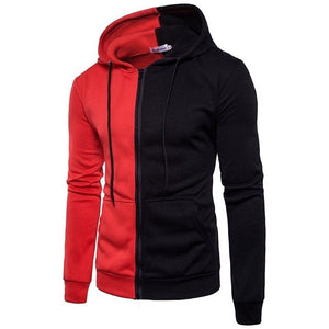 Hip Hop Zipper Hooded Sweatshirt Men Spring Casual Flag Print Pullover Hoodies Sweatshirts Male Solid Streetswear Red Black