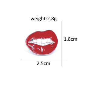 Fashion Sexy Red Lips Enamel Pin Brooches For Women Cartoon Lipstick Brooch Badges Denim Accessories Lapel Pins Girl Men Jewelry