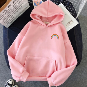 Women's Sweatshirt Korean Edition Loose Rainbow Pattern Harajuku Lazy Wind Weird Thin Jacket Hoodie Jacket Punk Clothes