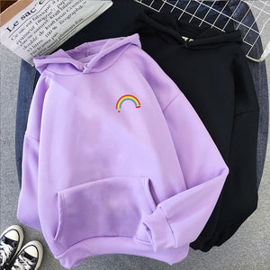 Women's Sweatshirt Korean Edition Loose Rainbow Pattern Harajuku Lazy Wind Weird Thin Jacket Hoodie Jacket Punk Clothes