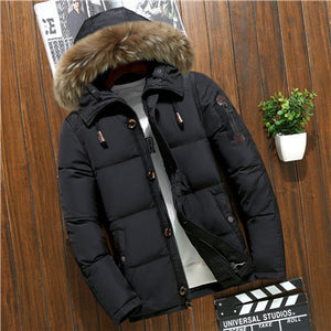 Brand Russia Winter Jacket Men White Duck Down Parkas Jacket Thick Warm Snow Parkas hombre Hooded Warm Overcoat Windbreaker