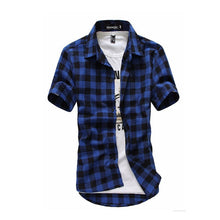 Charger l&#39;image dans la galerie, Red And Black Plaid Shirt Men Shirts 2020 New Summer Fashion Chemise Homme Mens Checkered Shirts Short Sleeve Shirt Men Blouse
