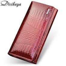 Charger l&#39;image dans la galerie, DICIHAYA Genuine Leather Women&#39;s Wallets Fallow Long Ladies Double Zipper Wallet Clutch Bag Design Red Purse Crocodile Purses
