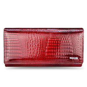 DICIHAYA Genuine Leather Women's Wallets Fallow Long Ladies Double Zipper Wallet Clutch Bag Design Red Purse Crocodile Purses