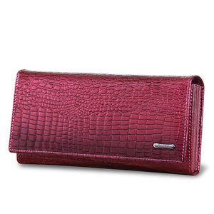 DICIHAYA Genuine Leather Women's Wallets Fallow Long Ladies Double Zipper Wallet Clutch Bag Design Red Purse Crocodile Purses