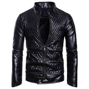 Men Autumn Fashion Slim Fit Red Bomber Jackets Men Motorcycle Casual Biker PU Faux leather Jacket European Size Plus Size XXXL