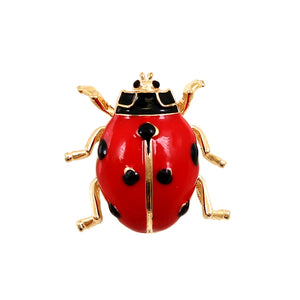 OneckOha Enameled Red Ladybug Brooches Zinc Alloy Animal Pin Garment Accessories